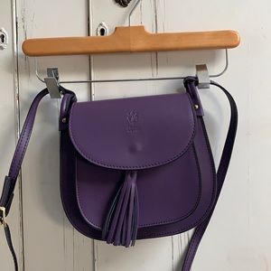 Purple leather crossbody- Italian made